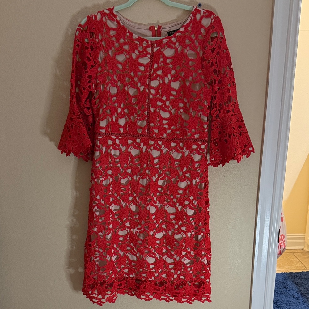 Elegant Red Lace Asymmetrical Dress